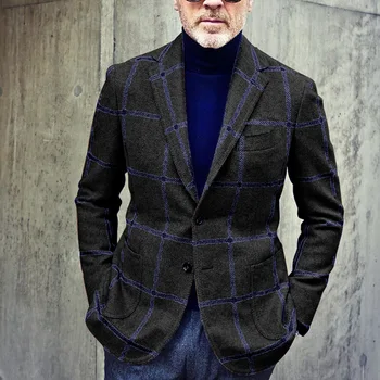Мужской костюм 2023 Весна и осень Новое модное клетчатое британское многоцветное повседневное пальто большого размера