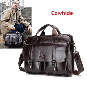 Мужской портфель из натуральной кожи, сумка из воловьей кожи, офисная сумка для ноутбука, Деловая рабочая сумка-мессенджер, сумка через плечо, чемодан