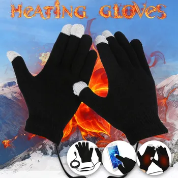 Нагревательные перчатки, зимние перчатки с электрическим подогревом, USB, Рыбалка, Лыжи, Велоспорт, Вязаные перчатки для занятий спортом на открытом воздухе, теплые перчатки с подогревом