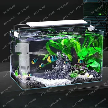 Небольшой аквариум для рыб в гостиной из прозрачного стекла горячего изгиба, встроенный рыбный шар