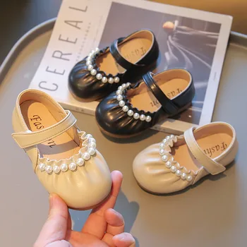 Новая Весенне-осенняя Обувь Для Маленьких девочек, Милая Обувь Принцессы с жемчугом, Однотонная Детская обувь для малышей от 1 до 6 лет, Обувь для первых Ходунков, Размер 21-30