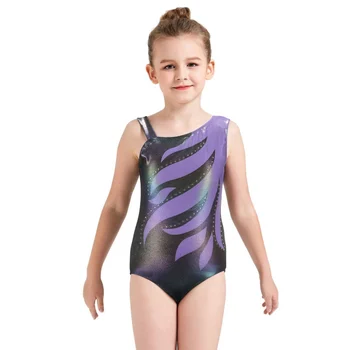 Облегающая одежда для девочек от 5 до 12 лет, модные гимнастические блестящие танцевальные костюмы для акробатики, трико