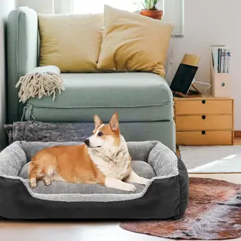Осенне-зимняя кровать для домашних животных из плотной ткани, кровать для собак, уютное гнездышко для домашних животных из плотной ткани, длительный комфорт для кошек, собак, просторная кровать для сна