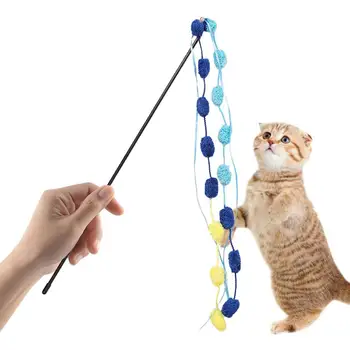 Палочки-дразнилки для кошек, удочка с кисточкой, палочка-котенок, забавный ловец, дразнящая палочка, стержень, интерактивная палочка, игрушки-дразнилки, колокольчик