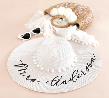 Пляжная шляпа невесты, персонализированная шляпа невесты от солнца, милая Уникальная идея подарка для девичника для будущей невесты