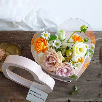 Подарочная коробка в виде сердца, сумка для упаковки цветов розы, прозрачный органайзер для макияжа из ПВХ, косметичка с крышкой, макияж на День Святого Валентина