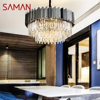 Подвесной светильник SAMAN, Светодиодная лампа с двойным кристаллом в постмодернистском стиле, Роскошный Светильник для дома, столовой, гостиной
