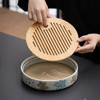 Подглазурный Бамбуковый чайный столик в виде японской вишни Ледяного цвета Керамический Чайный поднос Manhua Чайный сервиз Кунг-фу