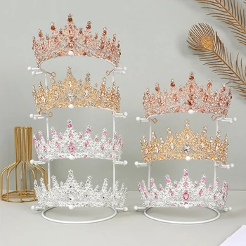 Подставка для показа короны королевы невесты, держатель для диадемы, подставка для свадебной короны принцессы, Стеллаж для хранения Хрустальной ленты для волос, Органайзер