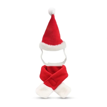 Праздничный комплект из шапки Санты и шарфа для домашних животных, нарядите своего пушистого друга! Рождественский реквизит для фотосъемки, аксессуары для собак и кошек