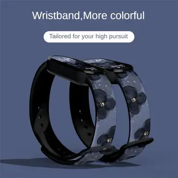 Ремешок с принтом для Mi Band 7 6 5 4 3 Силиконовый браслет в стиле цветов граффити, сменный браслет для смарт-часов для MiBand7