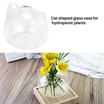 Стеклянная ваза в форме кошки, ваза для гидропонных растений, Террариум, контейнер для декора, горшок, художественный подарок