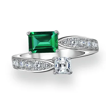 Стильное регулируемое кольцо Huitan для женщин с блестящим зеленым цирконием, аксессуары в современном стиле для помолвки, Ювелирный подарок