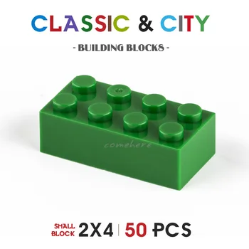 строительные блоки 2x4 DIY Bulk City Classic Creative Bricks Assembly Model Figures Детские Развивающие Игрушки для детей 50шт