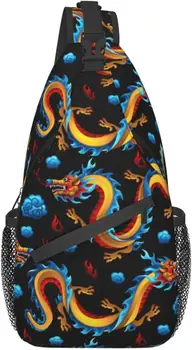 Сумки-слинги с рисунком китайского дракона для мужчин, сумки через плечо, повседневные спортивные сумки для путешествий, походов, спортзала, один размер