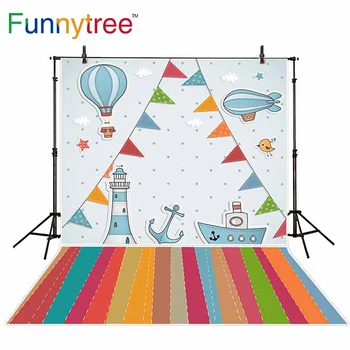 Фон Funnytree для фотостудии воздушный шар мультяшный флаг детский фон для фотосъемки photobooth photocall печатный реквизит