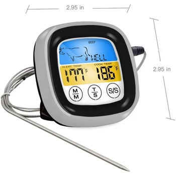 Цифровой термометр для мяса с датчиком, функцией синхронизации, цифровым дисплеем, сенсорный термометр для гриля/ барбекю для кухни-гриль