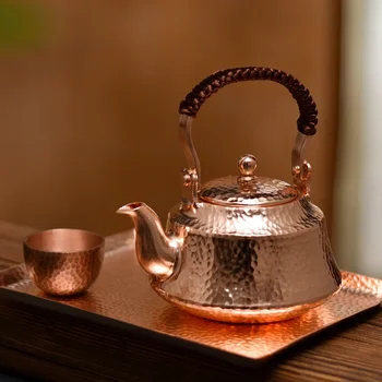 Чайник из чистой меди Ручной работы, ретро-кастрюля для чая Кунг-фу, Чайная посуда 400 мл