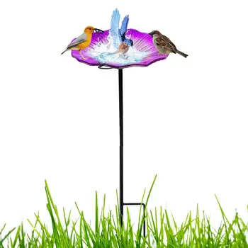 Чаша для купания птиц с кольцом в форме цветка, Съемная подставка, лоток для корма птиц с кольцом для внутреннего дворика на открытом воздухе