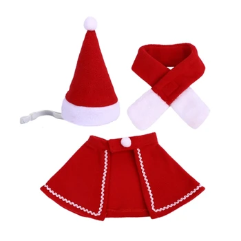Шляпа Санта-Клауса, плащ и шарф для собак и кошек с регулируемым шейным ремнем для фотосъемки L9BE